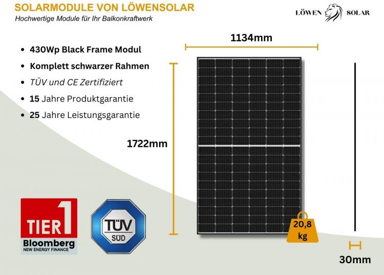 430 W Black Frame Solarmodul